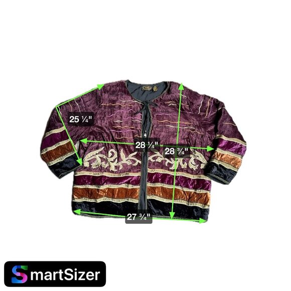 Vtg Boho Chic Velvet Jacket Embroidered Floral Patchwork Allure 2X Womens Gypsy - Picture 2 of 8